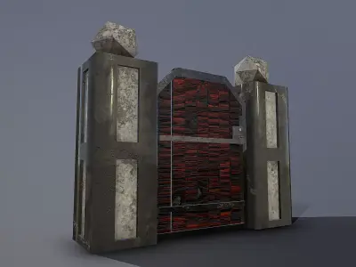 Fence with marble columns Low-poly 3D model