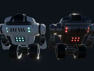 Wheeled Robot Low-poly 3D model