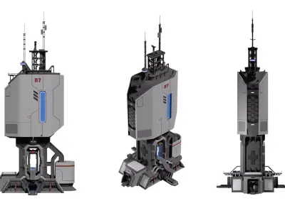 Sci-fi Tower building 3D model