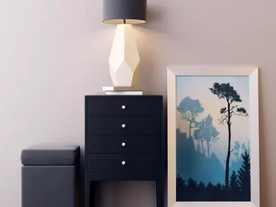 Console whith decor 4 3D model