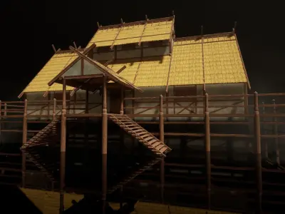 Modular Stylized Medieval Village Kit Low-poly 3D model