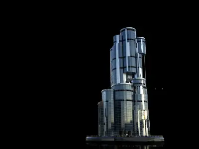 Futuristic Future Modern City Building Skyscraper 02 3D model