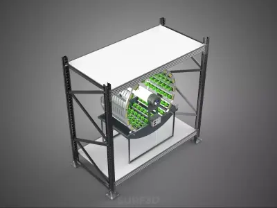 SHELF RACK ROTARY HYDROPONIC SPIN GARDEN PLANT FARM SYSTEM WHEEL 3D model