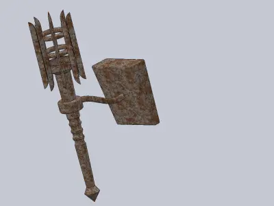 Medieval torch flambau castle  Low-poly 3D model