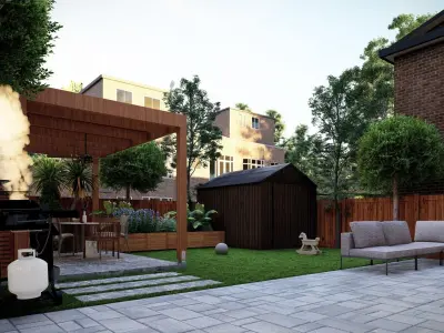 3D Exterior Scene 3D model design garden and landscape  3D model