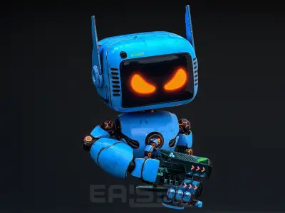 Cute Robot H-74 Blue 3D model