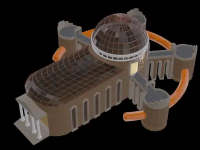 low poly castle model game ready building Low-poly 3D model