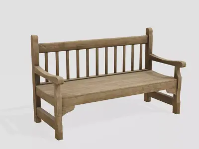 Old Wooden Bench - PBR Low-poly 3D model