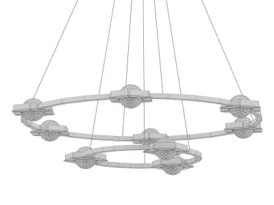 WALSH modern chandelier in brass and gold 3D model