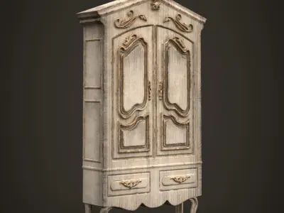 ANTIQUE WARDROBE - VINTAGE CLOSET - RUSTIC - FRENCH ROCOCO STYLE 3D print model purchase