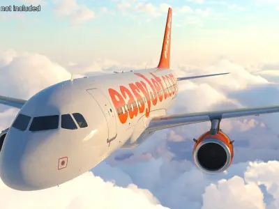  EasyJet Airbus A319 Commercial Jet Rigged for Maya 