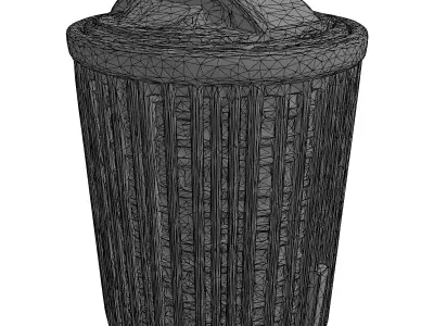 Weathered Urban Trash Bin Low-poly 3D model