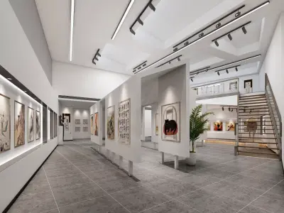 Interior Art Gallery Low-poly 3D model