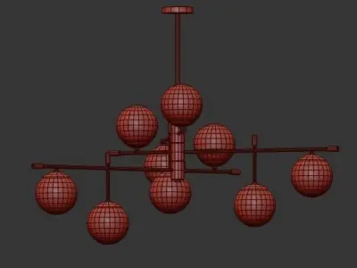 Spike Nine Balls Hanging Lamp 3D model