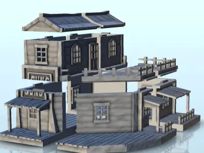 Western gun shop with floor and terrace 11 - USA ACW Civil War 3D print model