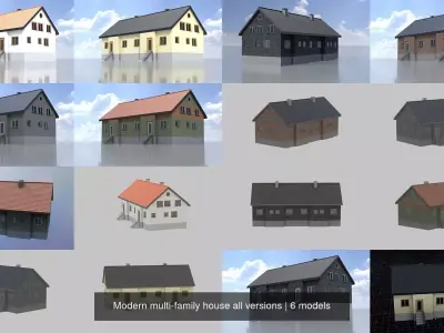 Modern multi-family house all versions 3D Model Pack
