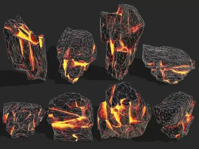lava rocks set 17 Low-poly 3D model