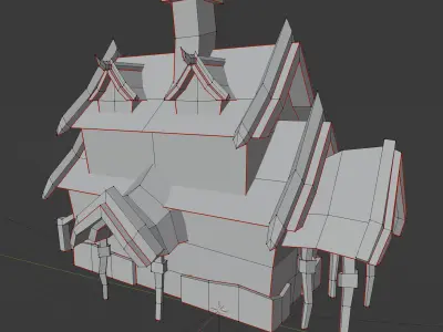 House in fantasy setting Low-poly 3D model