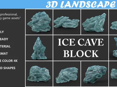 Low poly Ice Block Formation B 190421 Low-poly 3D model