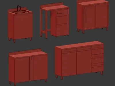 Restaurant Technology Zone Set Low-poly 3D model