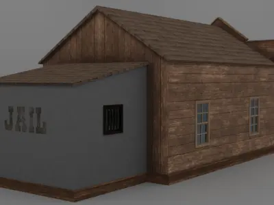 Western Sheriff Office and Jail Low-poly 3D model