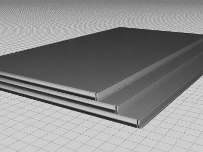 Hall floor with elegant wide wooden stairs Low-poly 3D model