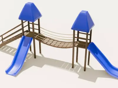 Playground castle with a slide Low-poly 3D model