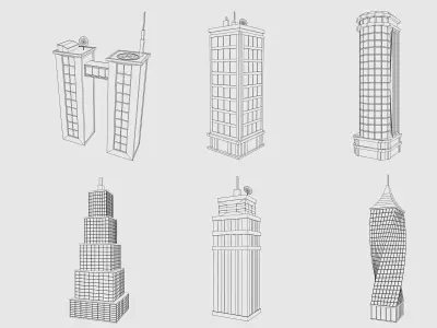 Cartoon Skyscraper Pack Low-poly 3D model