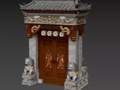 124- Chinese style scene - Classical architectural lintel 3D model