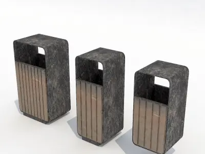 Street trash can - 4 3D model