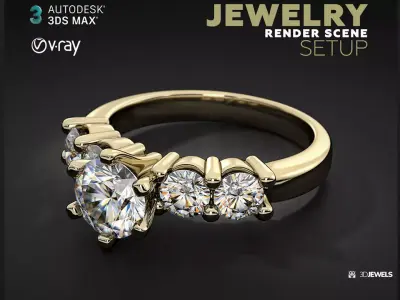 3ds Max with V-Ray Scene Settings for Jewelry 3D Rendering 3D model