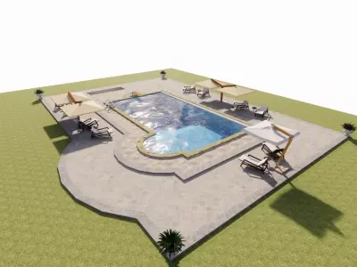 Swimming pool 3D model 10