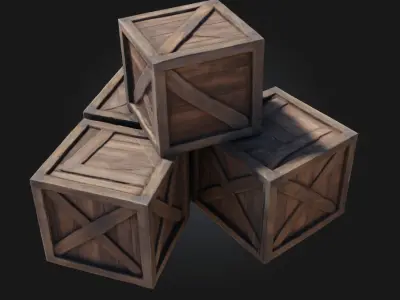 Stacked Wooden Crates  Classic Storage Solution 3D model