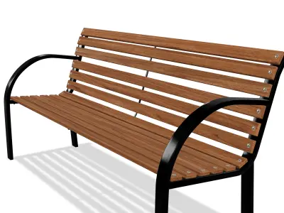 Bench 3d low-poly wooden 3D  Low-poly 3D model