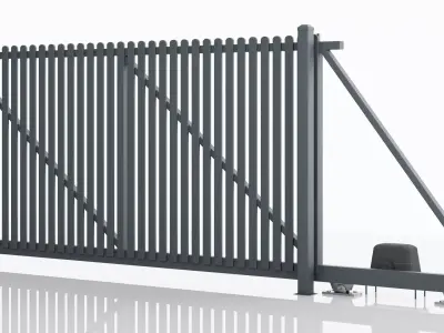 Aluminum Electric Sliding Gate - Model 3 - 3D model