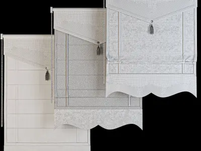 Roman Blinds Curtain Set Low-poly 3D model