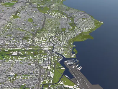 Milwaukee 50x50km City Map Model 3D model