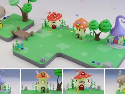 Fantasy Islands Modular Pack Low-poly 3D model