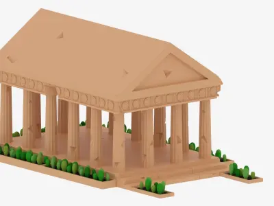 Cartoon Greek Temple Parthenon Low-poly 3D model