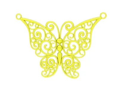 Elegant Filigree Butterfly Pendant 3D Jewelry Model 6627 3D print model