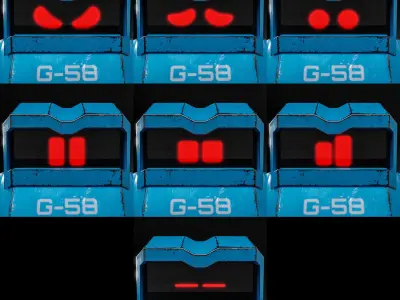Cute Space Robot Rigged G-58 Blue 3D model