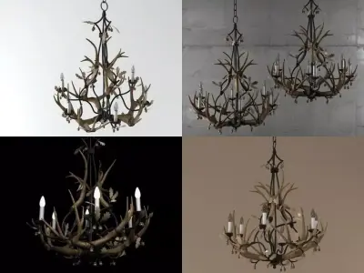 6 Light chandelier 3D model buy