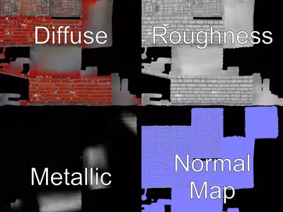 Worn Brick Wall model pack Low-poly 3D model
