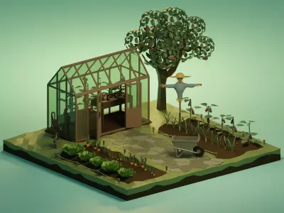 Vegetable garden Low-poly 3D model
