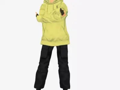 SciFi 3d anime kawaii boy character c14 Low-poly 3D model