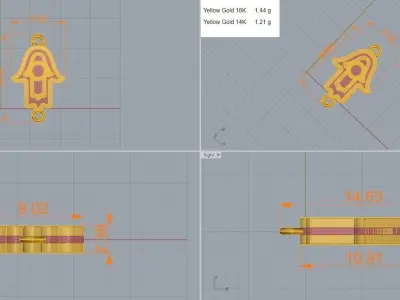 5 Hamsa Evil Eye Heart Pendant Necklace  3D print model