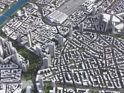 Frankfurt - 3D City Model Low-poly 3D model