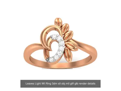 10 Flower Leaves Light Wt Ring 3dm stl obj mtl gltf glb render 3D Model Pack