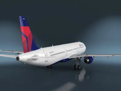  Delta Airlines Airbus A321 with Interior and Doors Rigged for Cinema 4D 