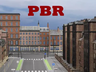 New York Modern City Street Scene Block V13 3D Model Low-poly 3D model